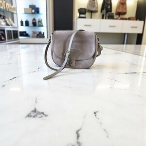 McGuire Nicholas 1932 Vintage Taupe Suede Raw Leather Crossbody Bag Made USA